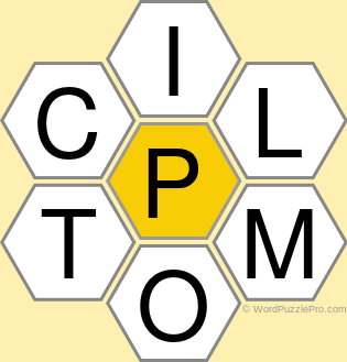 Spelling Bee "Hive" Board for April 18, 2019 Spelling Bee "Hive" Board for April 18, 2019