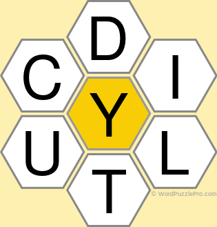 Spelling Bee "Hive" Board for April 20, 2019 Spelling Bee "Hive" Board for April 20, 2019