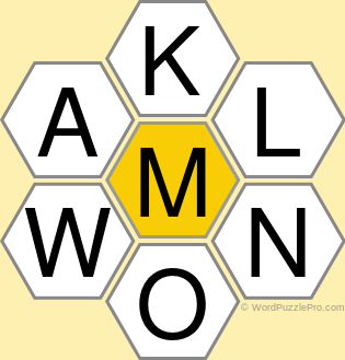 Spelling Bee "Hive" Board for May 29, 2020 Spelling Bee "Hive" Board for May 29, 2020