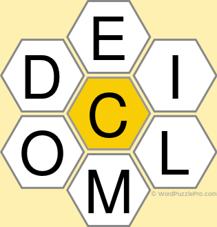 Spelling Bee "Hive" Board for October 21, 2020 Spelling Bee "Hive" Board for October 21, 2020
