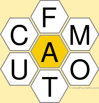 Spelling Bee "Hive" Board for October 25, 2020 Spelling Bee "Hive" Board for October 25, 2020