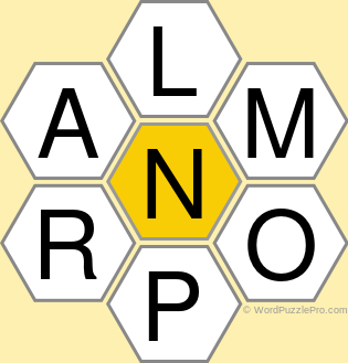 Spelling Bee "Hive" Board for December 19, 2020 Spelling Bee "Hive" Board for December 19, 2020