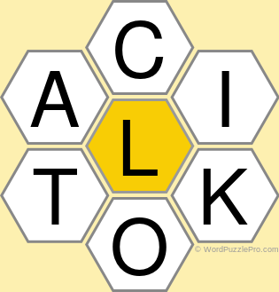 Spelling Bee "Hive" Board for January 9, 2021 Spelling Bee "Hive" Board for January 9, 2021