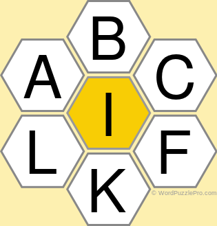 Spelling Bee "Hive" Board for January 19, 2021 Spelling Bee "Hive" Board for January 19, 2021