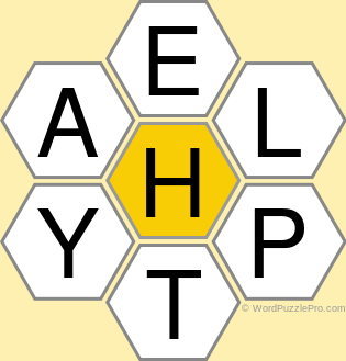 Spelling Bee "Hive" Board for February 3, 2021 Spelling Bee "Hive" Board for February 3, 2021