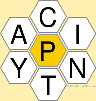 Spelling Bee "Hive" Board for April 5, 2021 Spelling Bee "Hive" Board for April 5, 2021