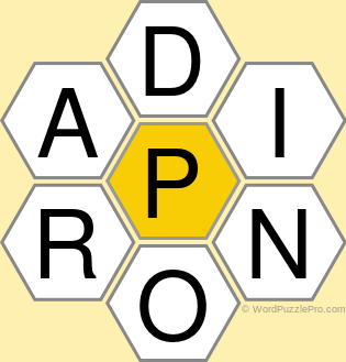 Spelling Bee "Hive" Board for April 18, 2021 Spelling Bee "Hive" Board for April 18, 2021