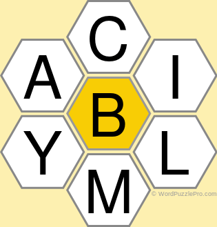 Spelling Bee "Hive" Board for April 21, 2021 Spelling Bee "Hive" Board for April 21, 2021