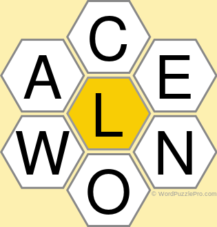 Spelling Bee "Hive" Board for April 23, 2021 Spelling Bee "Hive" Board for April 23, 2021