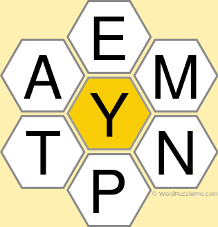 Spelling Bee "Hive" Board for May 1, 2021 Spelling Bee "Hive" Board for May 1, 2021