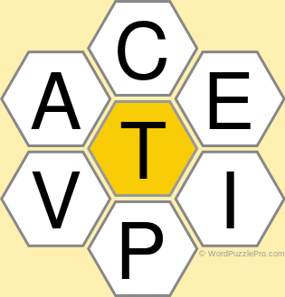 Spelling Bee "Hive" Board for May 3, 2021 Spelling Bee "Hive" Board for May 3, 2021