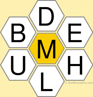 Spelling Bee "Hive" Board for May 10, 2021 Spelling Bee "Hive" Board for May 10, 2021