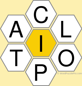 Spelling Bee "Hive" Board for May 24, 2021 Spelling Bee "Hive" Board for May 24, 2021