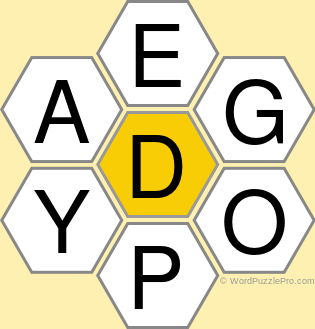 Spelling Bee "Hive" Board for June 4, 2021 Spelling Bee "Hive" Board for June 4, 2021