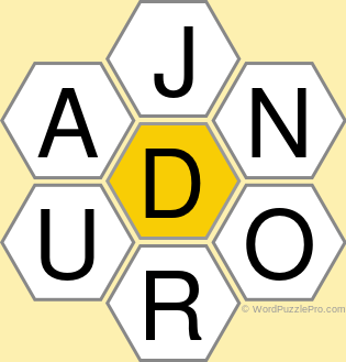 Spelling Bee "Hive" Board for June 7, 2021 Spelling Bee "Hive" Board for June 7, 2021