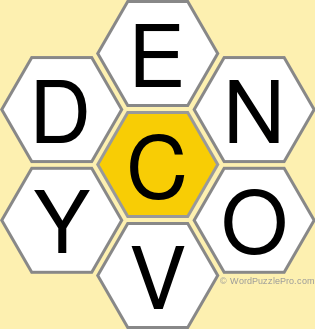 Spelling Bee "Hive" Board for June 20, 2021 Spelling Bee "Hive" Board for June 20, 2021