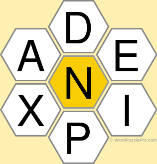 Spelling Bee "Hive" Board for July 3, 2021 Spelling Bee "Hive" Board for July 3, 2021