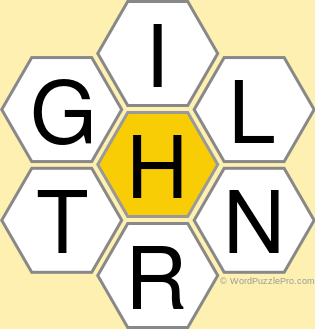 Spelling Bee "Hive" Board for July 7, 2021 Spelling Bee "Hive" Board for July 7, 2021