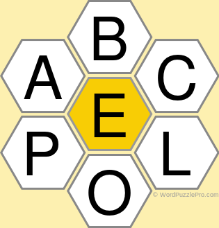 Spelling Bee "Hive" Board for July 31, 2021 Spelling Bee "Hive" Board for July 31, 2021