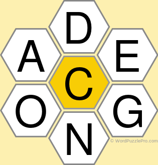 Spelling Bee "Hive" Board for August 14, 2021 Spelling Bee "Hive" Board for August 14, 2021