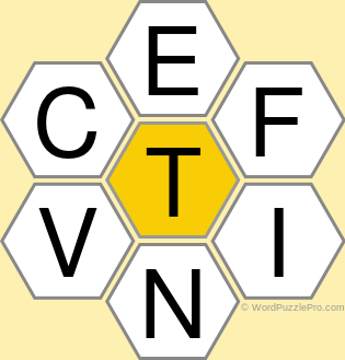Spelling Bee "Hive" Board for August 19, 2021 Spelling Bee "Hive" Board for August 19, 2021