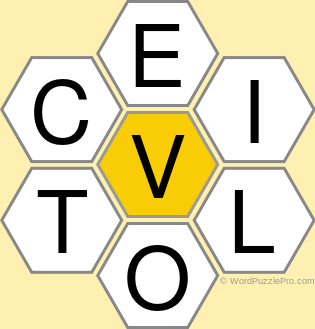 Spelling Bee "Hive" Board for January 9, 2022 Spelling Bee "Hive" Board for January 9, 2022