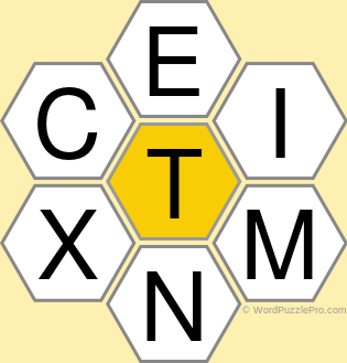 Spelling Bee "Hive" Board for February 13, 2022 Spelling Bee "Hive" Board for February 13, 2022