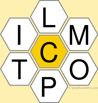 Spelling Bee "Hive" Board for April 18, 2022 Spelling Bee "Hive" Board for April 18, 2022