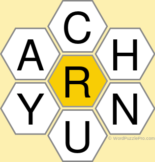 Spelling Bee "Hive" Board for May 20, 2022 Spelling Bee "Hive" Board for May 20, 2022