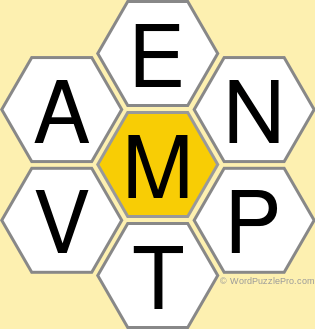 Spelling Bee "Hive" Board for June 24, 2022 Spelling Bee "Hive" Board for June 24, 2022