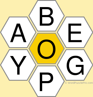 Spelling Bee "Hive" Board for July 29, 2022 Spelling Bee "Hive" Board for July 29, 2022
