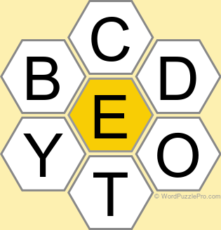 Spelling Bee "Hive" Board for November 21, 2022 Spelling Bee "Hive" Board for November 21, 2022