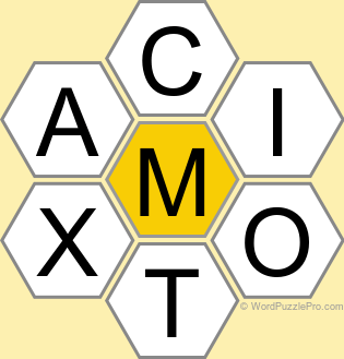 Spelling Bee "Hive" Board for January 6, 2023 Spelling Bee "Hive" Board for January 6, 2023