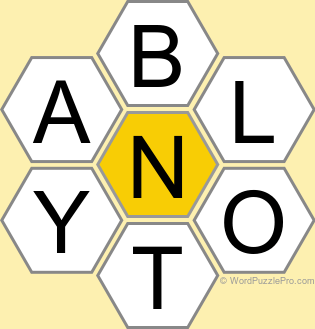 Spelling Bee "Hive" Board for January 12, 2023 Spelling Bee "Hive" Board for January 12, 2023