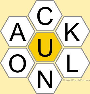 Spelling Bee "Hive" Board for January 19, 2023 Spelling Bee "Hive" Board for January 19, 2023