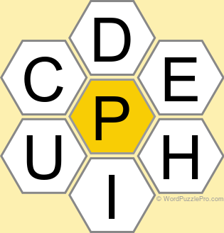 Spelling Bee "Hive" Board for February 14, 2023 Spelling Bee "Hive" Board for February 14, 2023