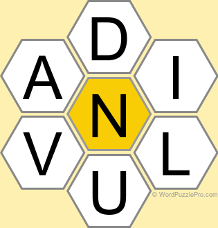 Spelling Bee "Hive" Board for February 18, 2023 Spelling Bee "Hive" Board for February 18, 2023