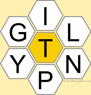 Spelling Bee "Hive" Board for February 22, 2023 Spelling Bee "Hive" Board for February 22, 2023
