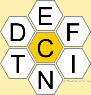 Spelling Bee "Hive" Board for July 9, 2023 Spelling Bee "Hive" Board for July 9, 2023