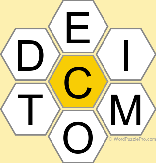 Spelling Bee "Hive" Board for July 29, 2023 Spelling Bee "Hive" Board for July 29, 2023