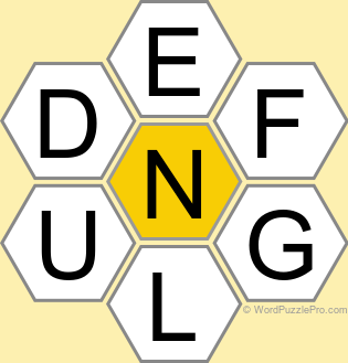 Spelling Bee "Hive" Board for June 1, 2024 Spelling Bee "Hive" Board for June 1, 2024
