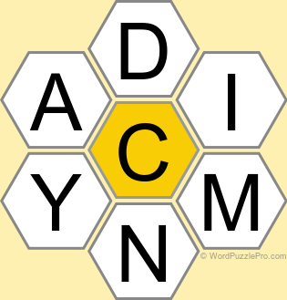 Spelling Bee "Hive" Board for August 12, 2024 Spelling Bee "Hive" Board for August 12, 2024