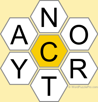 Spelling Bee "Hive" Board for January 24, 2025