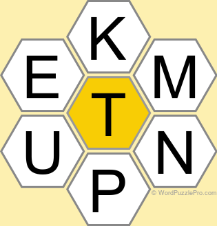 Spelling Bee "Hive" Board for May 21, 2025 Spelling Bee "Hive" Board for May 21, 2025