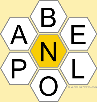 Spelling Bee "Hive" Board for May 25, 2025 Spelling Bee "Hive" Board for May 25, 2025