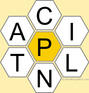 Spelling Bee "Hive" Board for June 13, 2025