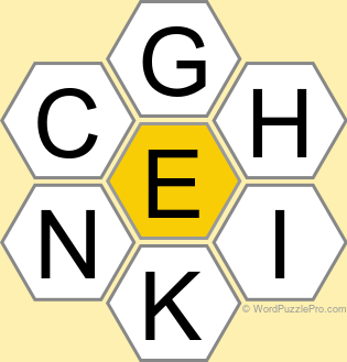 Spelling Bee "Hive" Board for June 21, 2025 Spelling Bee "Hive" Board for June 21, 2025