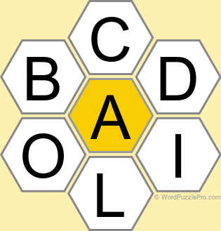 Spelling Bee "Hive" Board for July 19, 2025