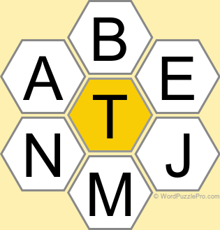 Spelling Bee "Hive" Board for August 6, 2025 Spelling Bee "Hive" Board for August 6, 2025