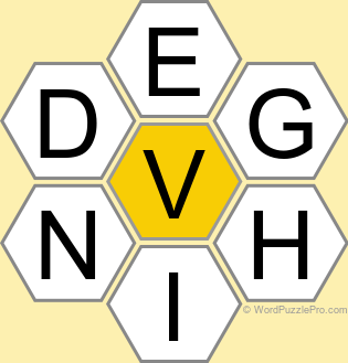 Spelling Bee "Hive" Board for August 23, 2025 Spelling Bee "Hive" Board for August 23, 2025